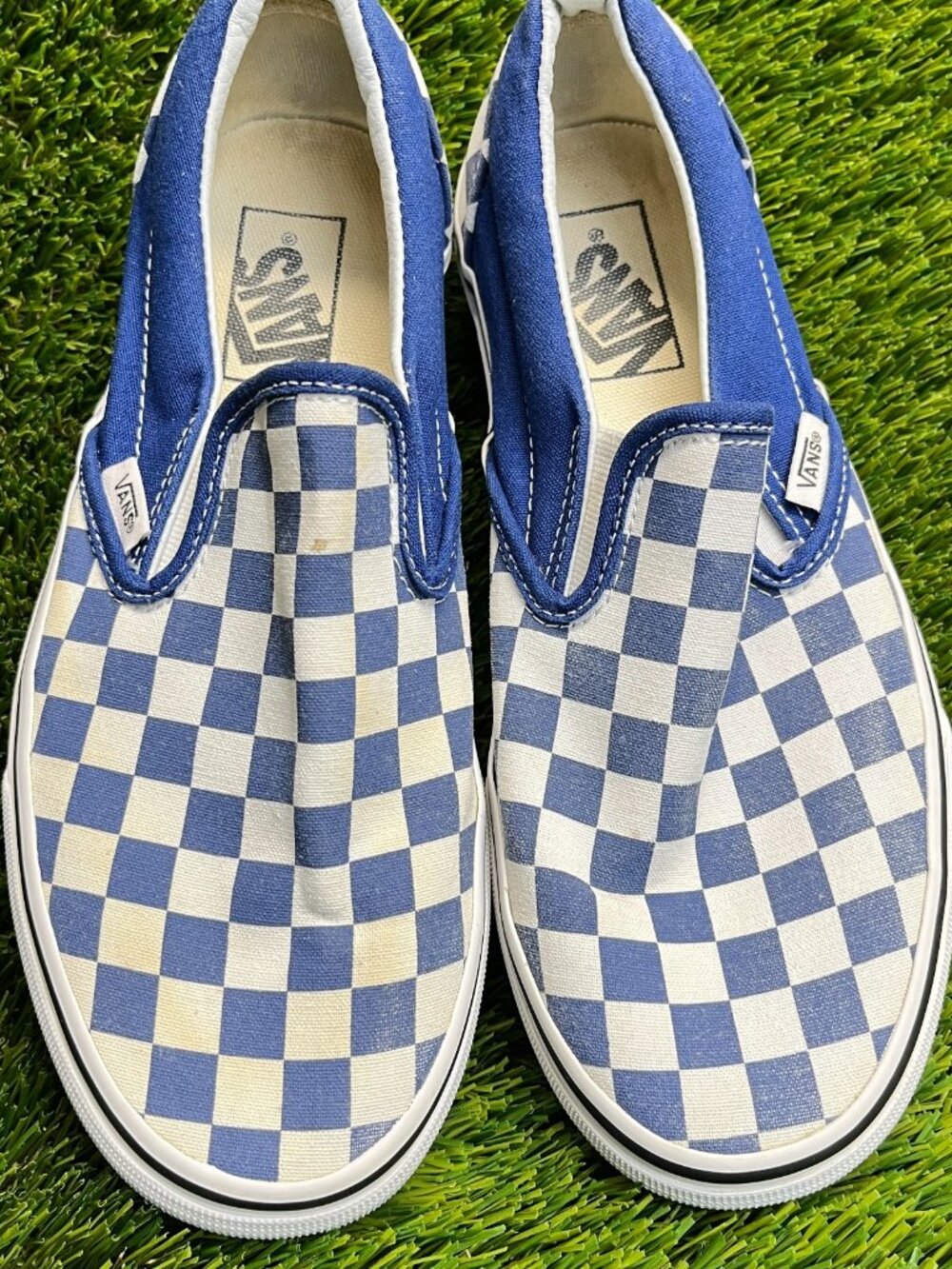 Vans Classic Slip-On Womens Size 8 Blue White Athletic Skateboard Shoes Sneakers - Picture 7 of 12